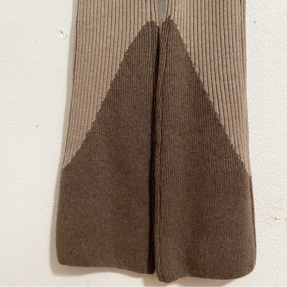 Danielle Guizio Zine Rib Knit Wool Cashmere Blend Flare Pants in Brown Khaki - Picture 8 of 10